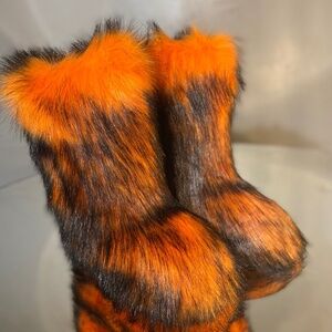 Orange Custom Vegan Fur Boots